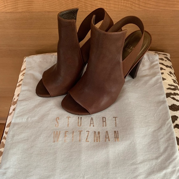 STUART WEITZMAN Fronton slingback peep-toe bootie w/dust bag and box size 7 - Picture 5 of 11